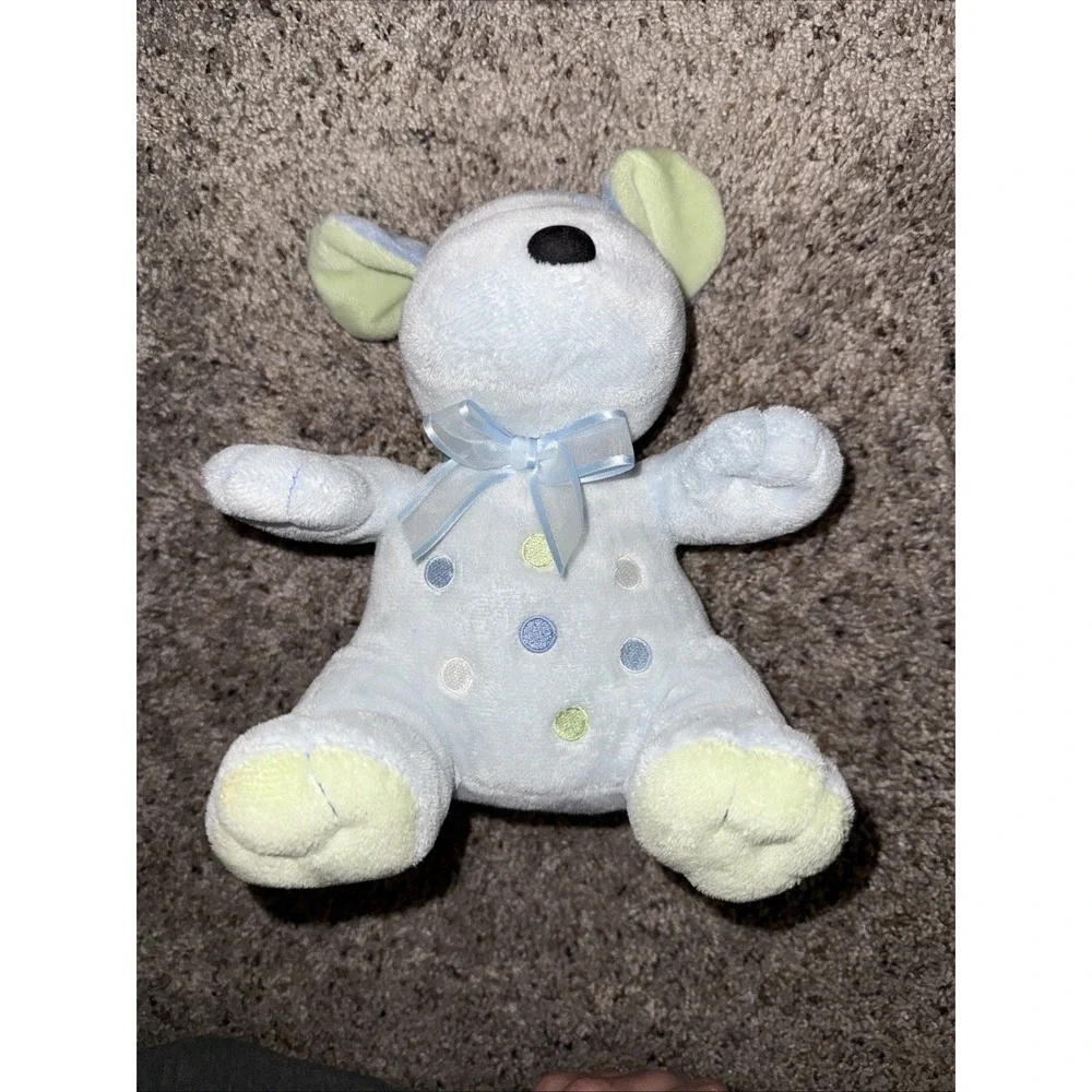 Just One Year by Carter's‎ Blue Green Dot Puppy Wind Music Plush Stuffed Musical